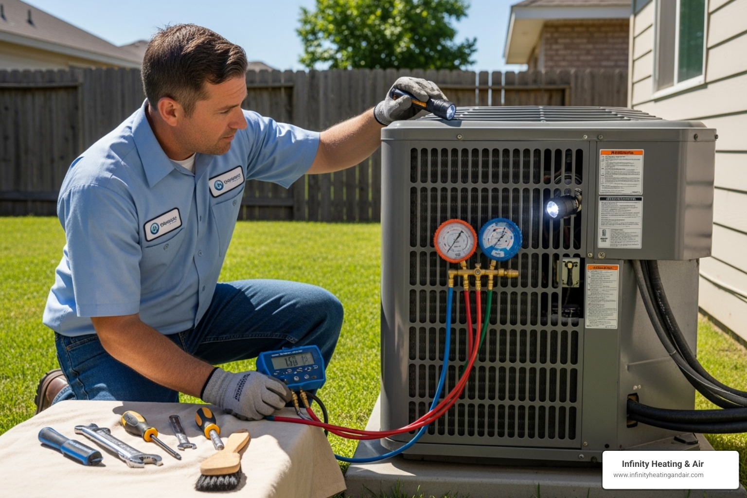 a certified technician carefully working on an HVAC unit - HVAC installation Puyallup
