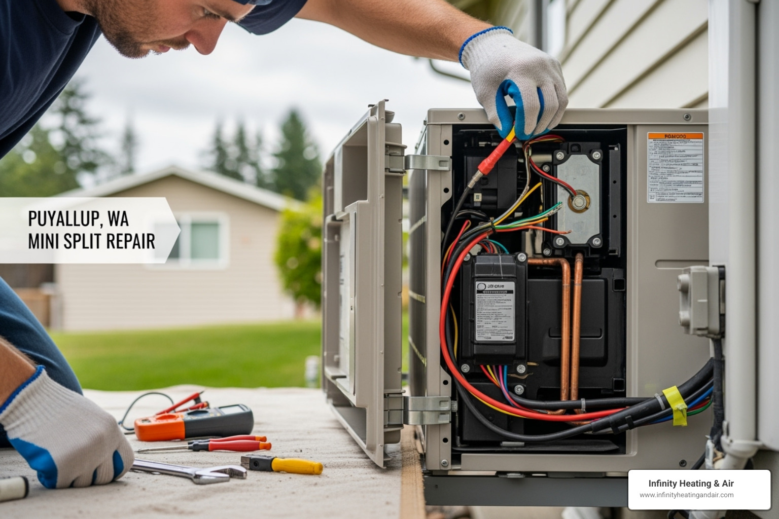 maintenance checklist next to a mini-split unit - Mini split repair Puyallup