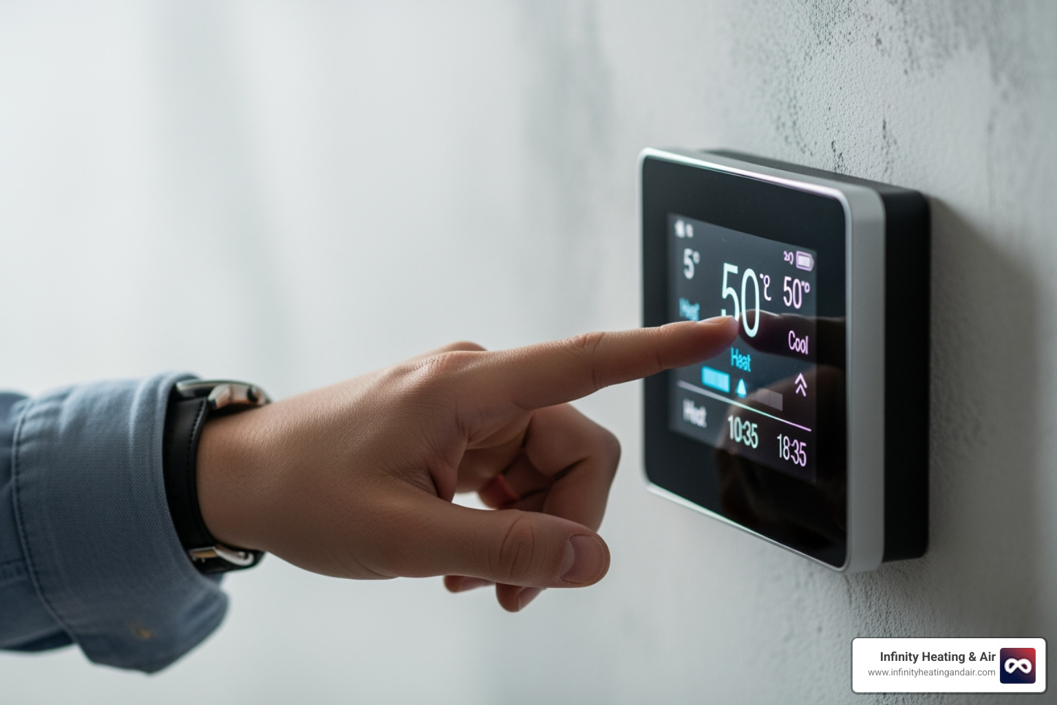 homeowner checking a thermostat - heater not working lacey wa