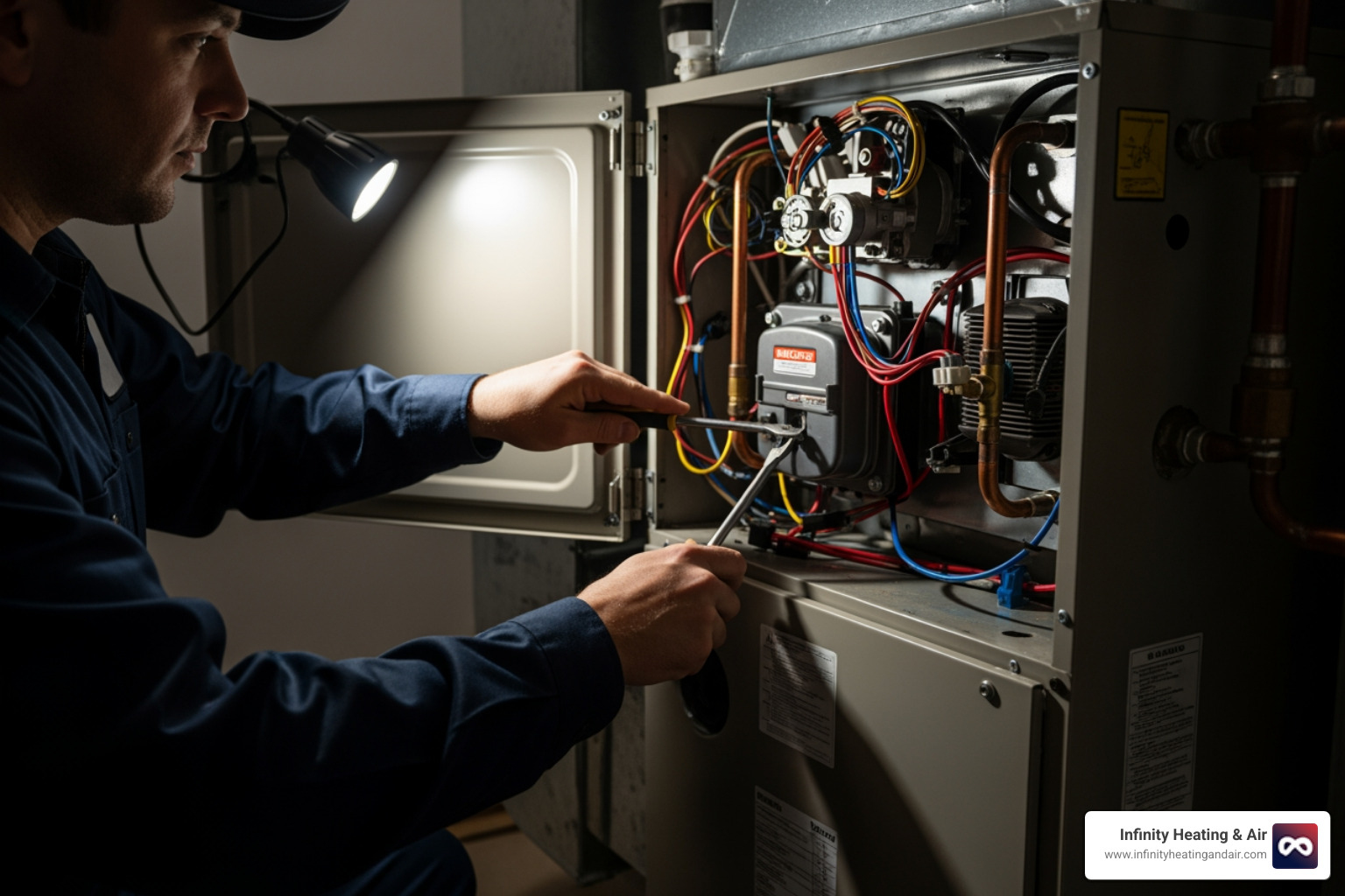 HVAC technician checking furnace components - heater not working repair sumner wa HVAC technician checking furnace components - heater not working repair sumner wa