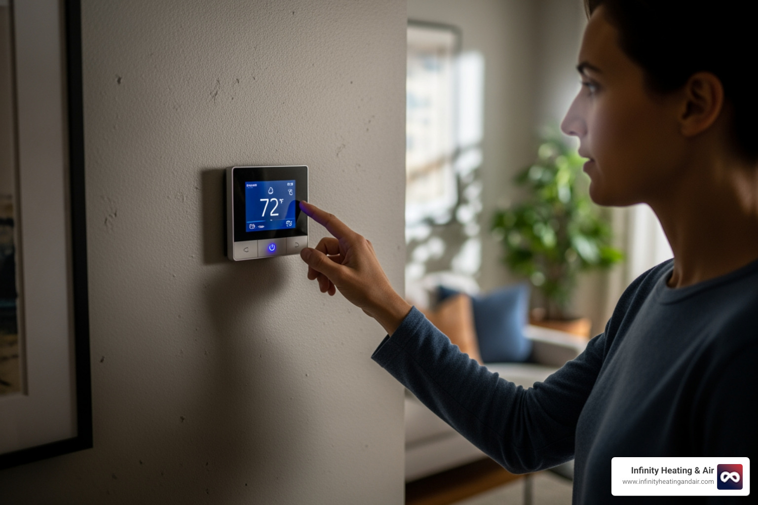 A person checking a thermostat on a wall - 24 hour heater not working puyallup wa