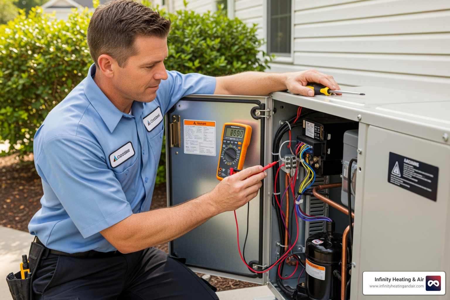 technician inspecting the internal components of a heat pump - 24 hour heat pump repair lakewood