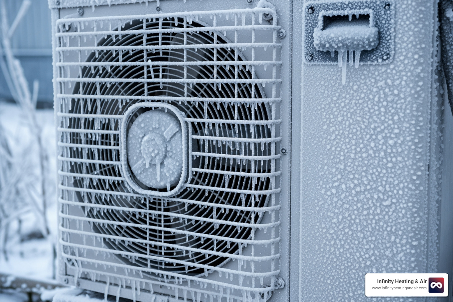 A close-up image of a frozen outdoor heat pump unit, indicating a common issue that requires immediate attention - 24 hour heat pump repair graham A close-up image of a frozen outdoor heat pump unit, indicating a common issue that requires immediate attention - 24 hour heat pump repair graham
