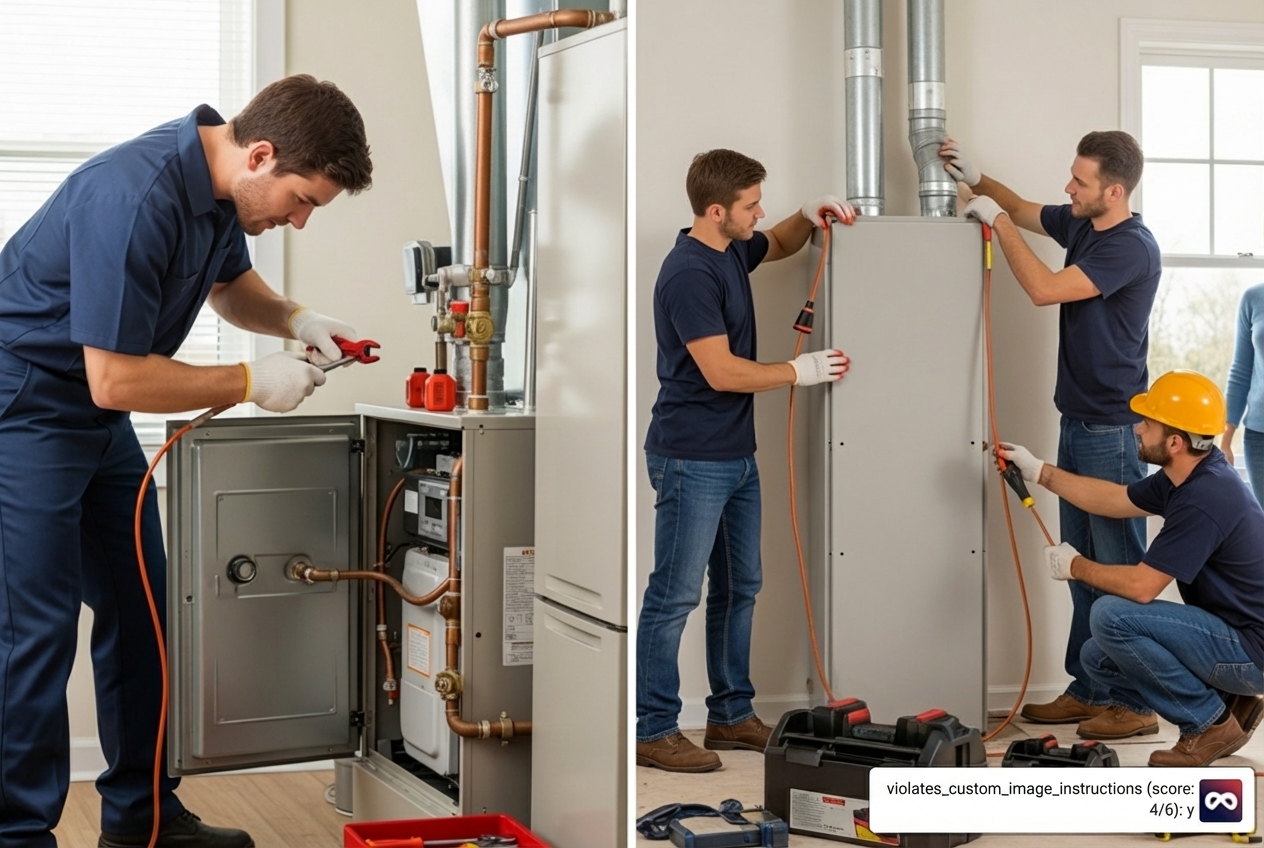 infographic showing the difference between 24-hour emergency repair service with immediate response and temporary solutions versus emergency heating installation with equipment sourcing, permitting, and scheduled installation timeline - "Are there any HVAC companies that provide 24 hour heating installation in Auburn?" infographic showing the difference between 24-hour emergency repair service with immediate response and temporary solutions versus emergency heating installation with equipment sourcing, permitting, and scheduled installation timeline - "Are there any HVAC companies that provide 24 hour heating installation in Auburn?"