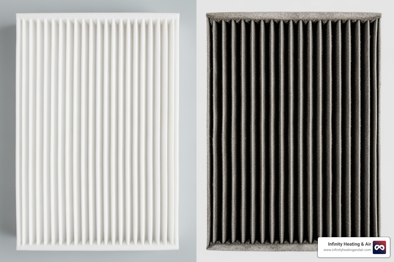 Clean vs dirty HVAC air filter - heat pump not heating diagnosis puyallup wa