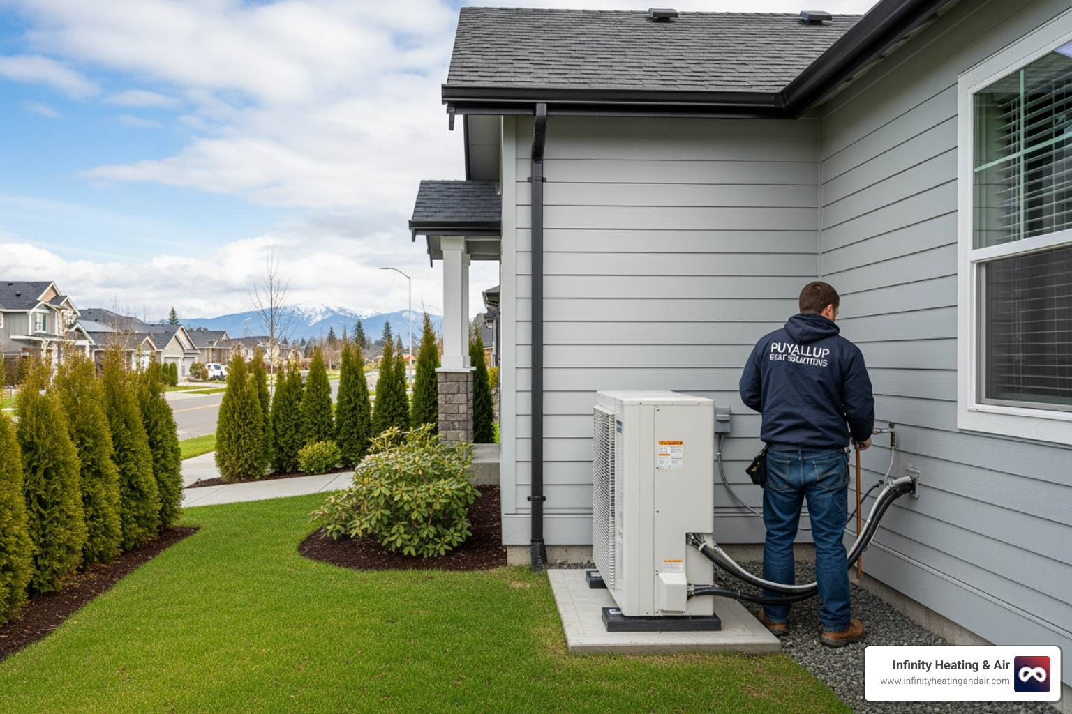 infographic showing the key credentials and qualities to look for in a heat pump installation company including NATE certification badge, years of experience timeline, customer review stars, warranty documentation, and transparent pricing calculator - heat pump installation company in puyallup, wa