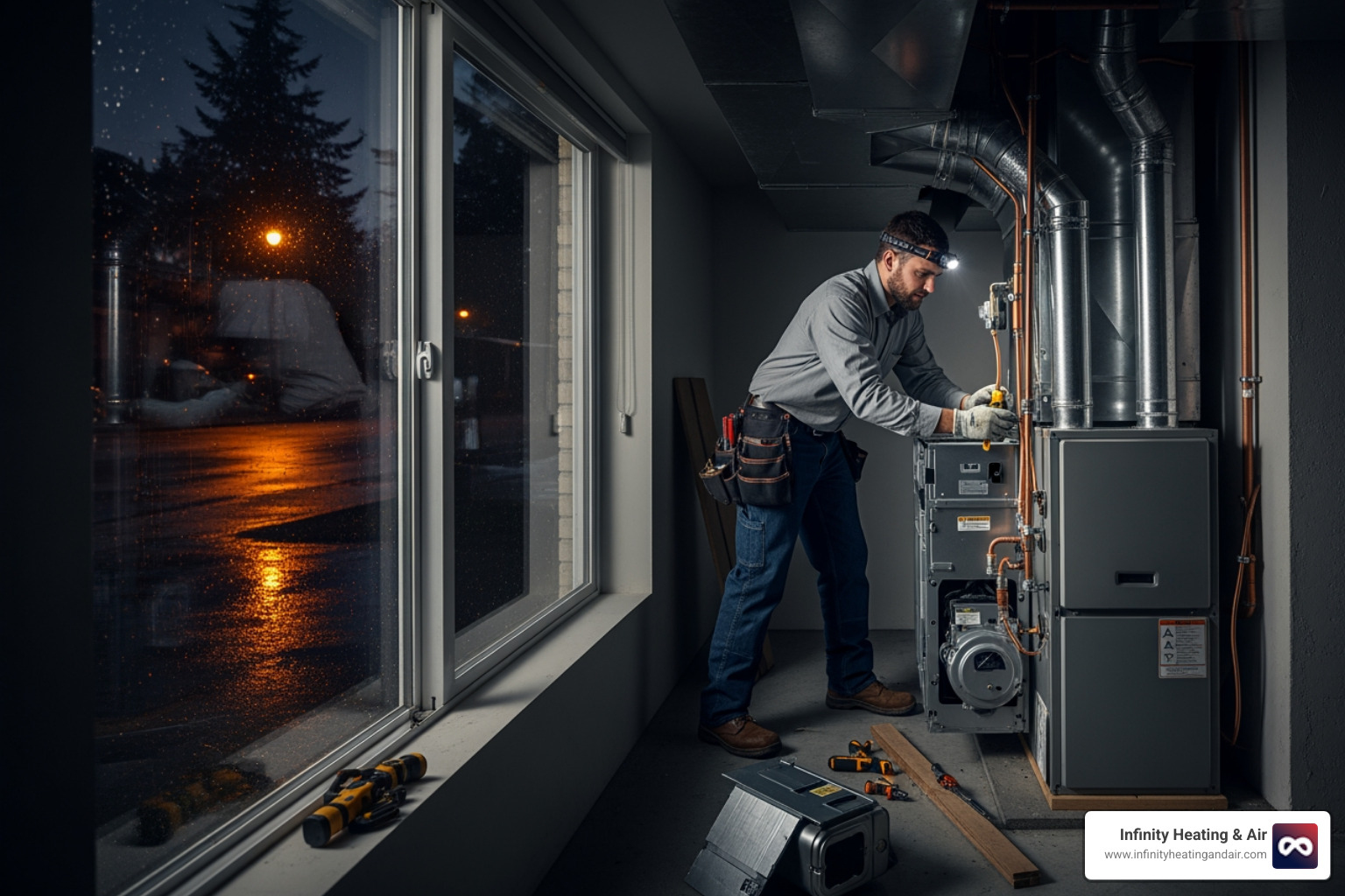 Infographic explaining what to do when your heater fails - 24 hour heating replacement in tacoma, wa