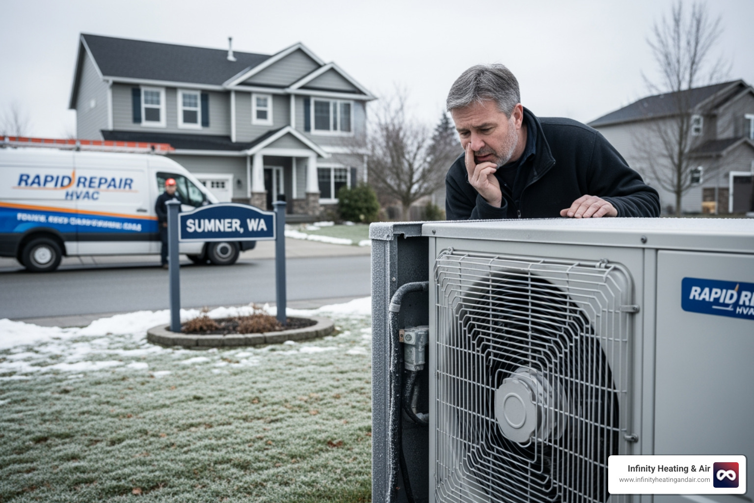 My heat pump is not heating my house. Who provides same day repair service in Sumner, WA?