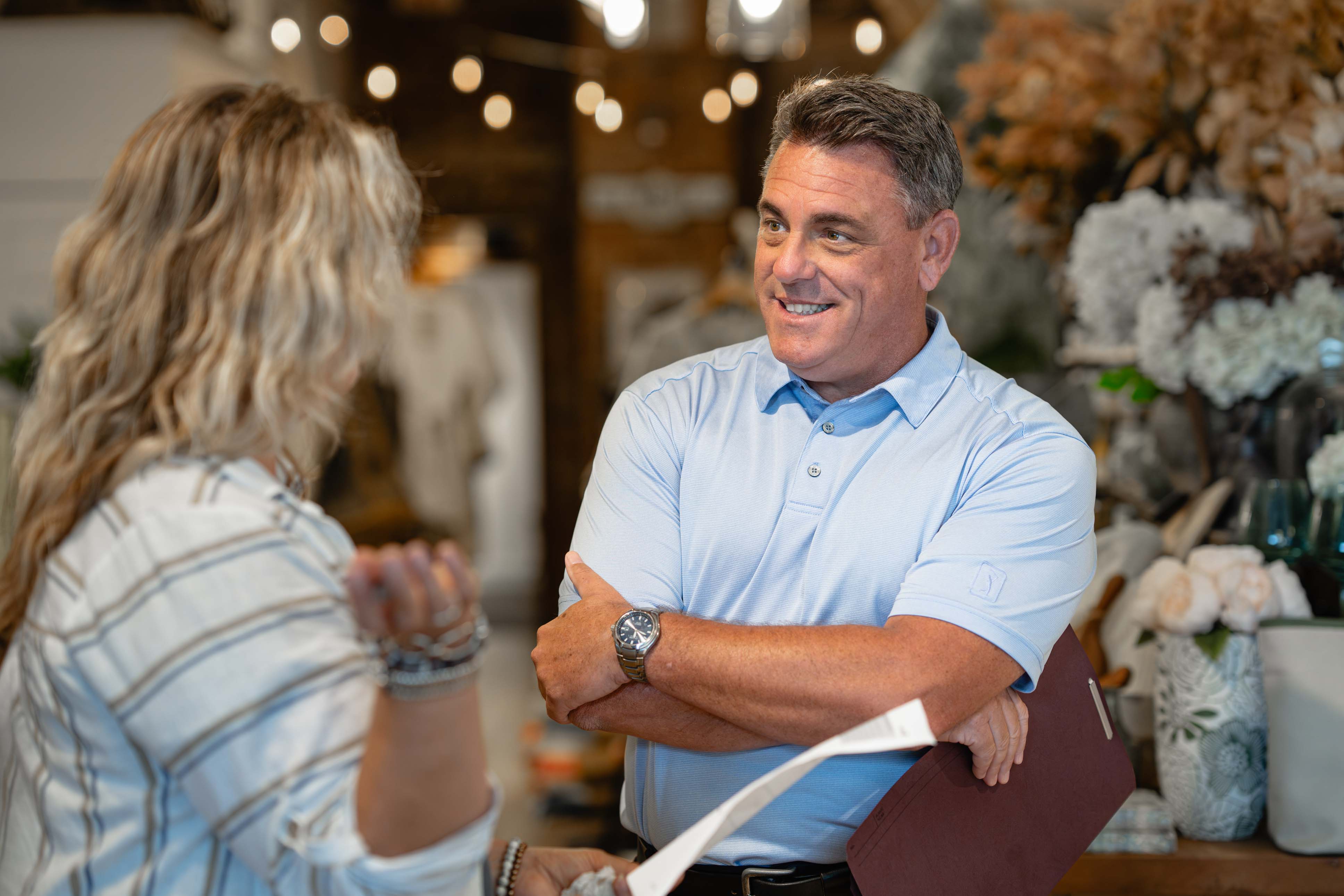 Job Developer working with a local business owner to identify their hiring needs