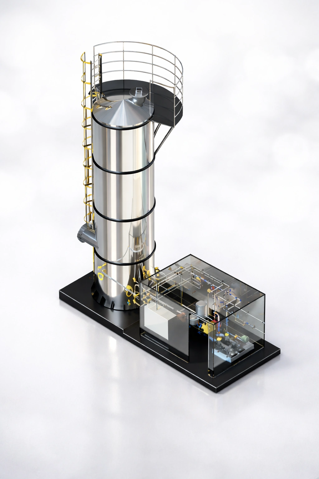 Biological gas scrubber system rendering for H₂S removal from sewage digester biogas.