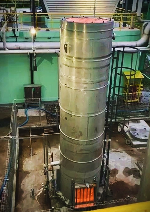 Enclosed ground flare for safe, smokeless biogas flaring at an industrial facility.