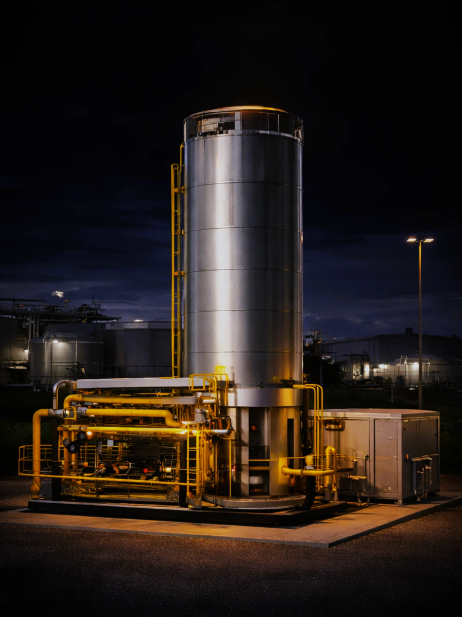 Enclosed Ground Flare engineered by CRA to API 537 for safe disposal of excess biogas at a wastewater treatment facility in Singapore (PUB), with integrated Burner Management System (BMS) and automated sequencing.