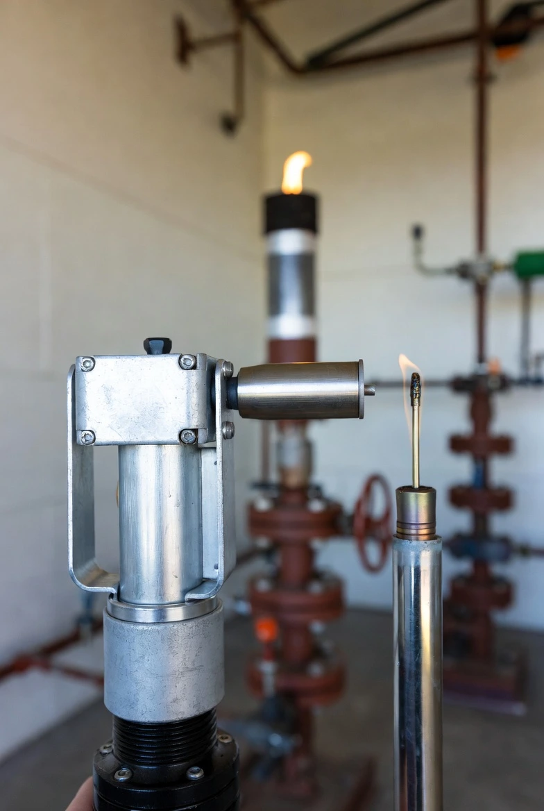 Piezoelectric ignition system generating mechanical spark for ignition of gas burners