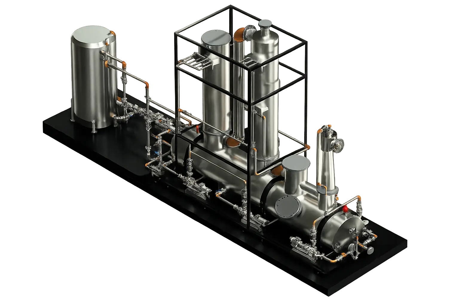 Representative chemical (NaOH) H₂S scrubber skid supplied by CRA for a high-pressure CBG application at Clarke Energy India's Blue Planet plant in Kerala.
