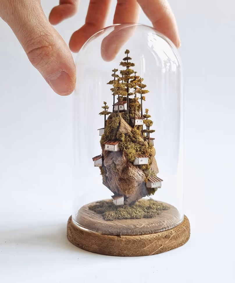 Collection of exclusive mixed media sculptures and art objects under glass by Michael  Davydov