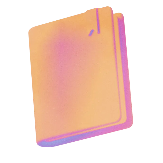 Holographic notebook with peach, pink, and blue creative design