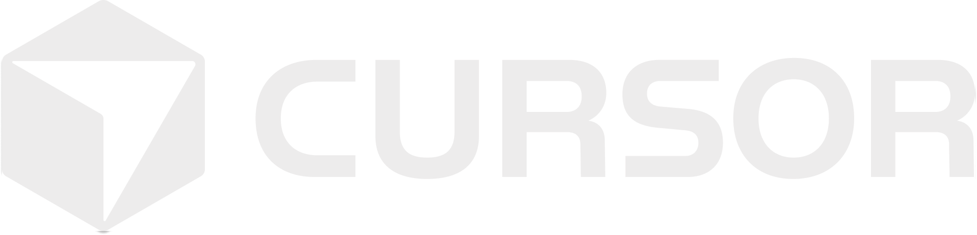 Cursor logo with a hexagonal shape containing a stylized white arrow pointing right and the word 'CURSOR' in uppercase letters.