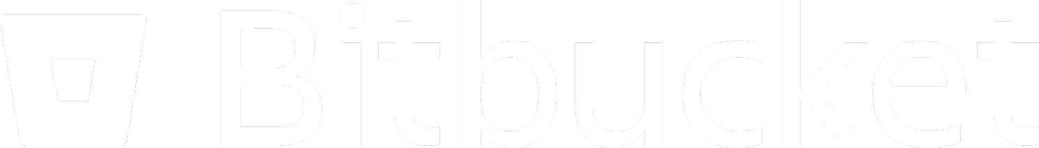 Bitbucket logo with a stylized bucket icon and the word 'Bitbucket' in bold white letters.