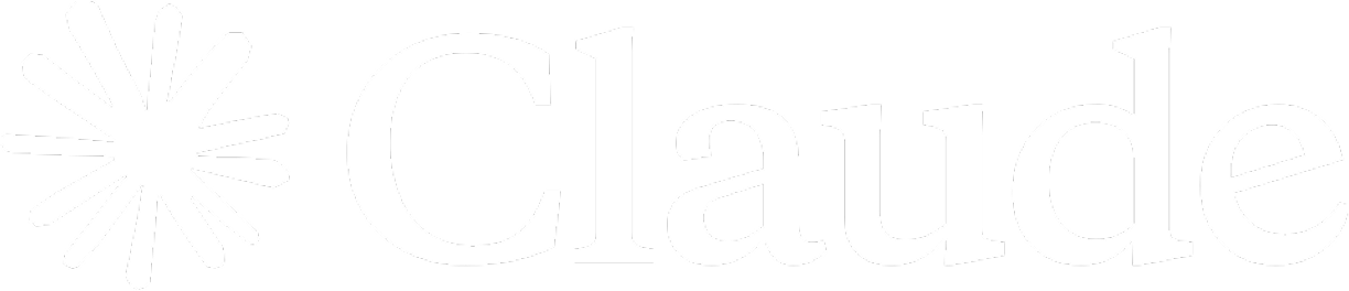 Claude brand logo with a starburst symbol followed by the word 'Claude' in white text on a transparent background.