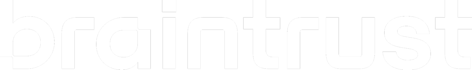 Braintrust company logo in white lowercase letters on a black background.