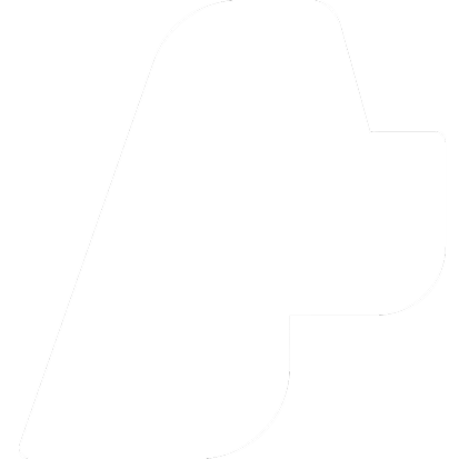 Abstract logo with stylized white lowercase 'f' on transparent background.