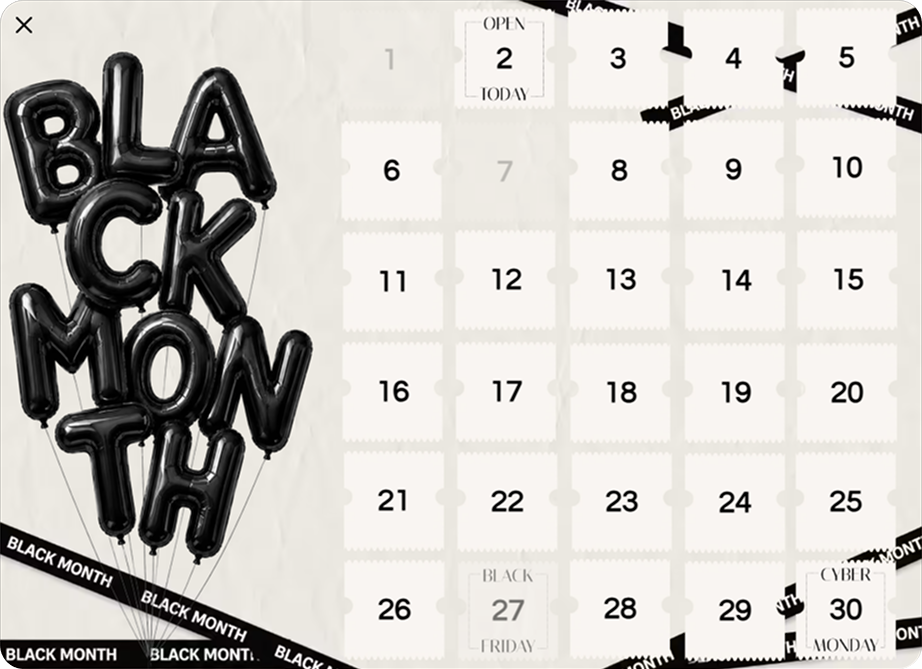 Black Month Calendar