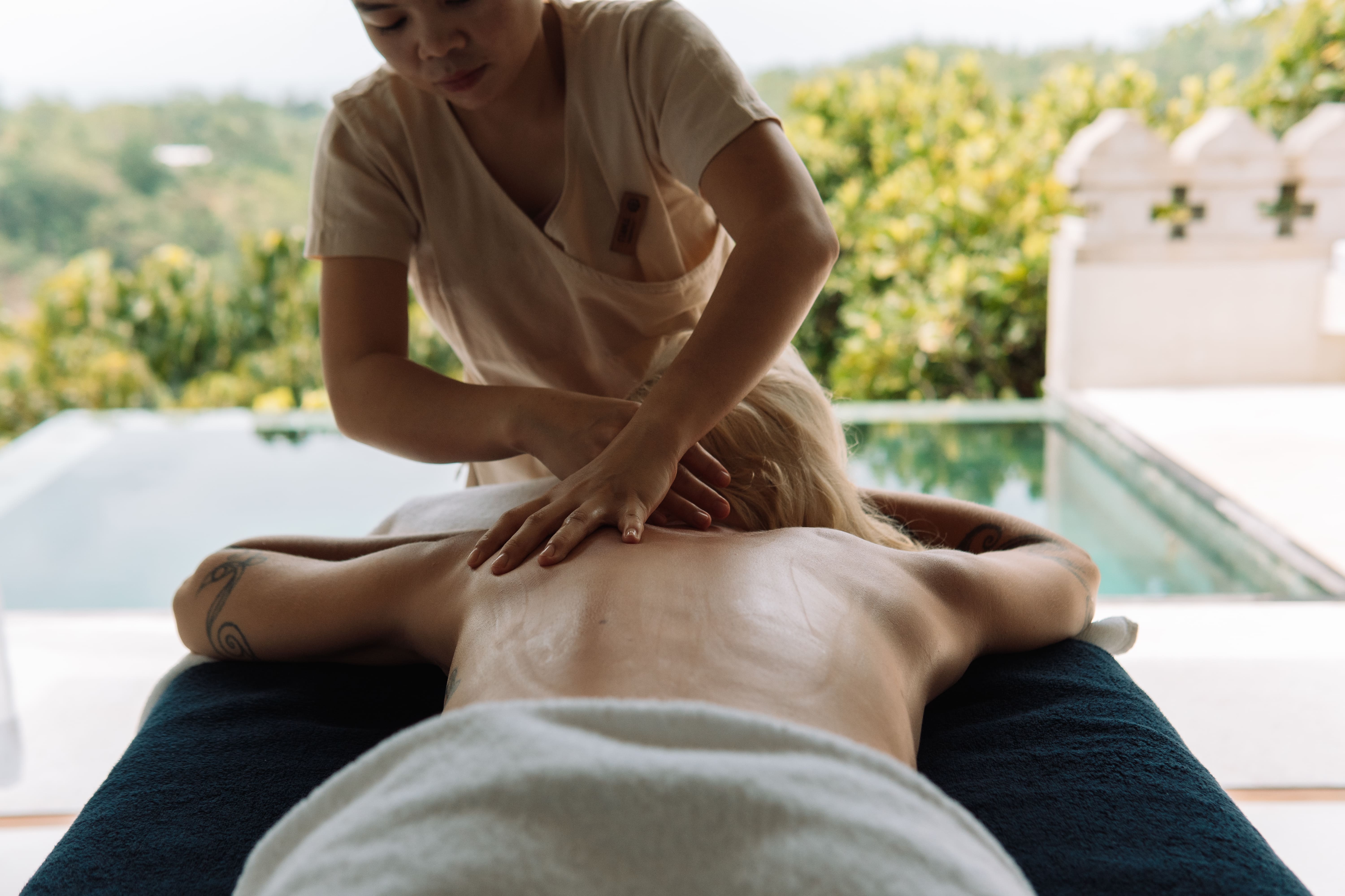 A massage beside a private plunge pool overlooking the jungle at Malabar Hill
