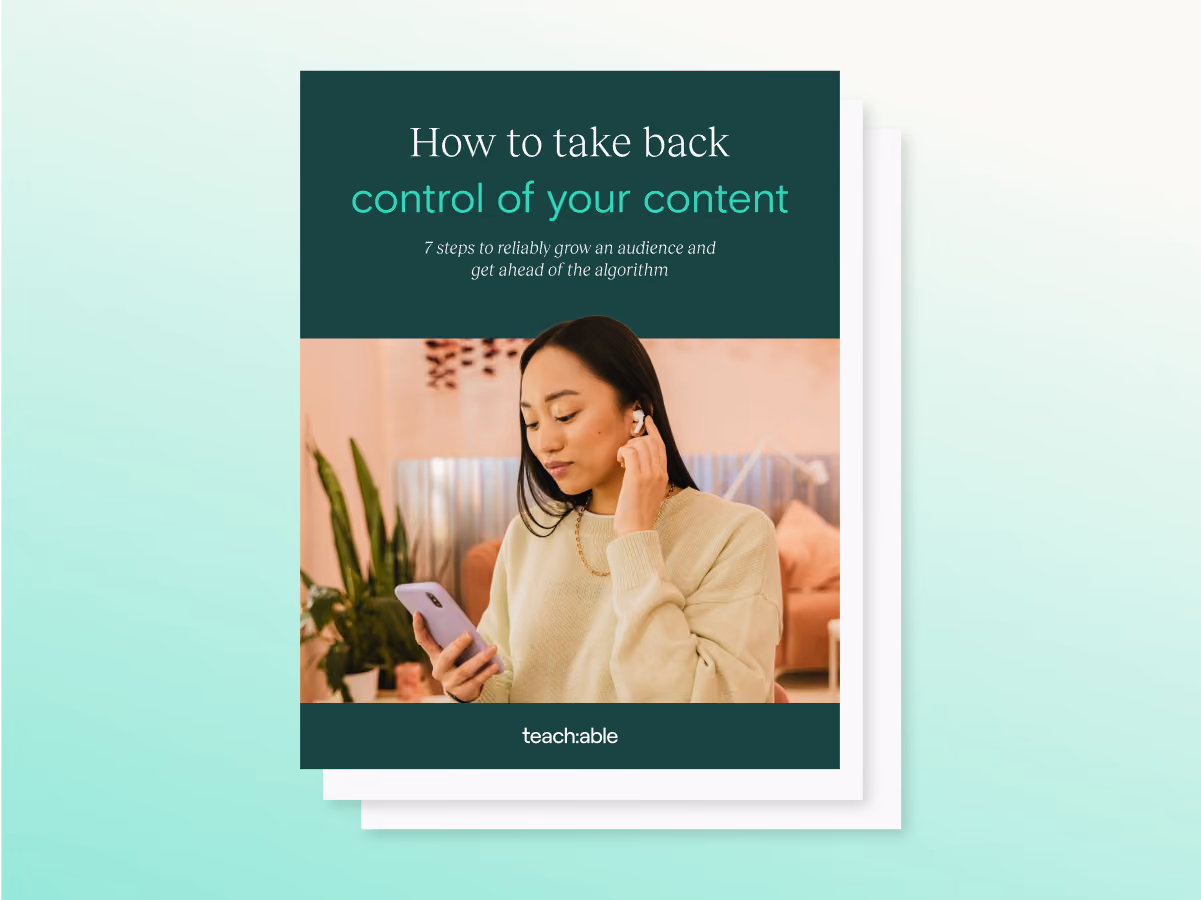 Cover page titled 'How to take back control of your content' with a woman using a smartphone and earbud.
