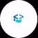 Blue circular arrows surrounding a small cyan and black cube on a white background.