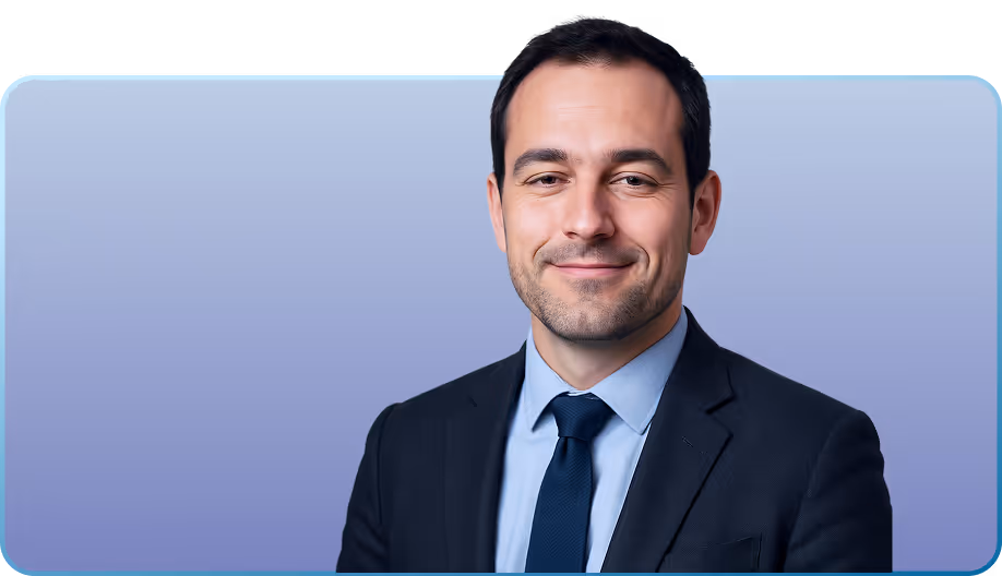 Portrait of a smiling man in a suit and tie, professional headshot