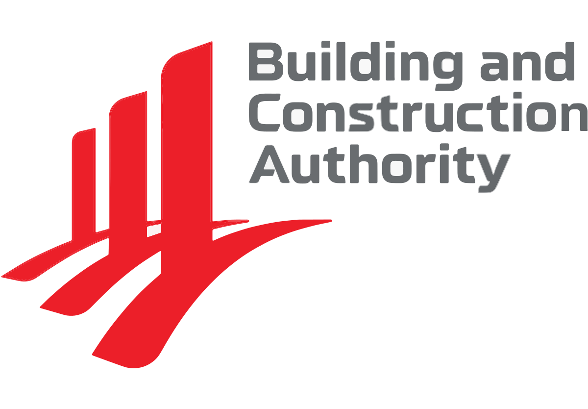Building and Construction Authority logo with stylized red buildings on the left and text on the right.