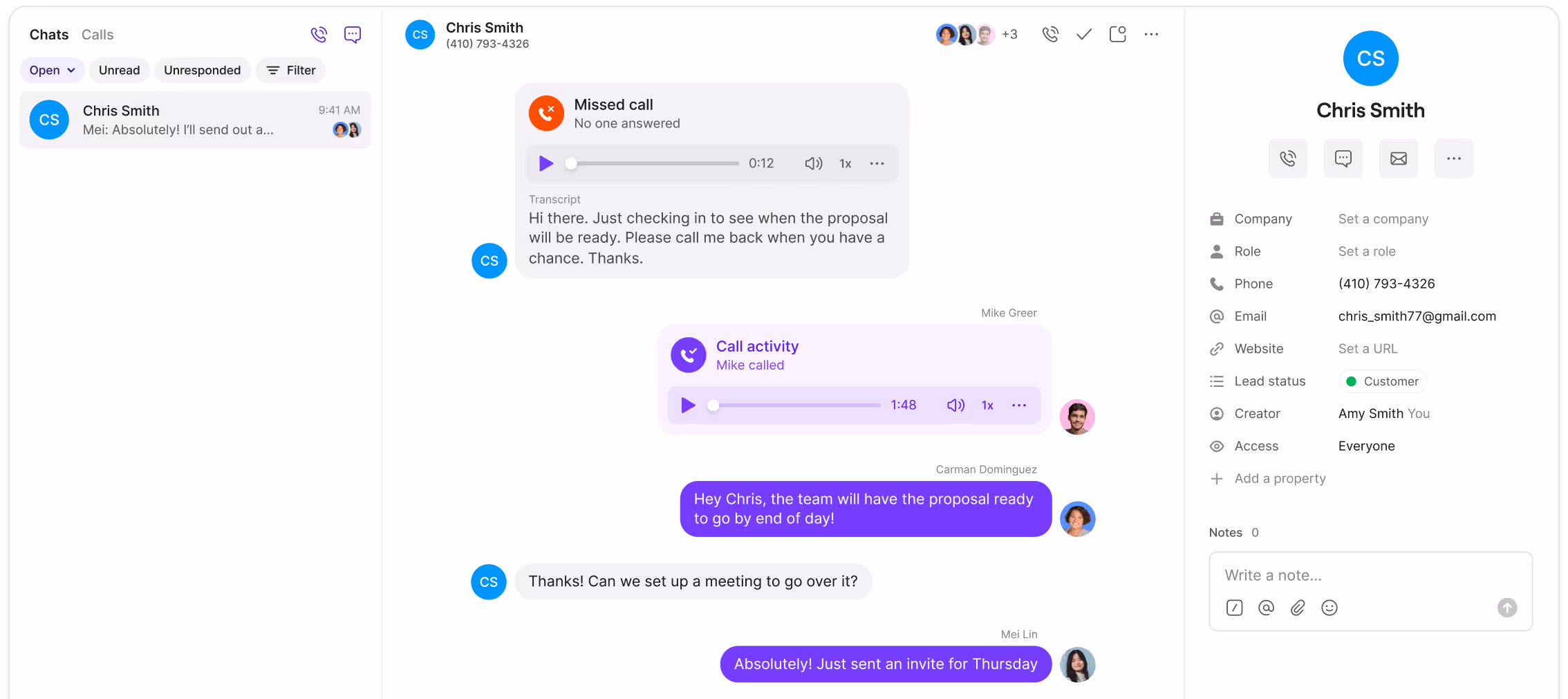 A purple chat box with a man's face in it.