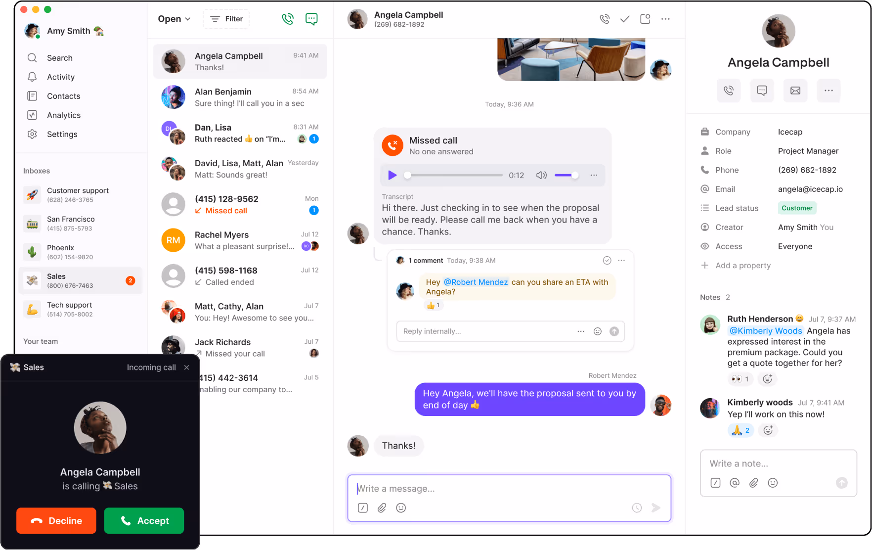 A computer screen with a messaging app open.