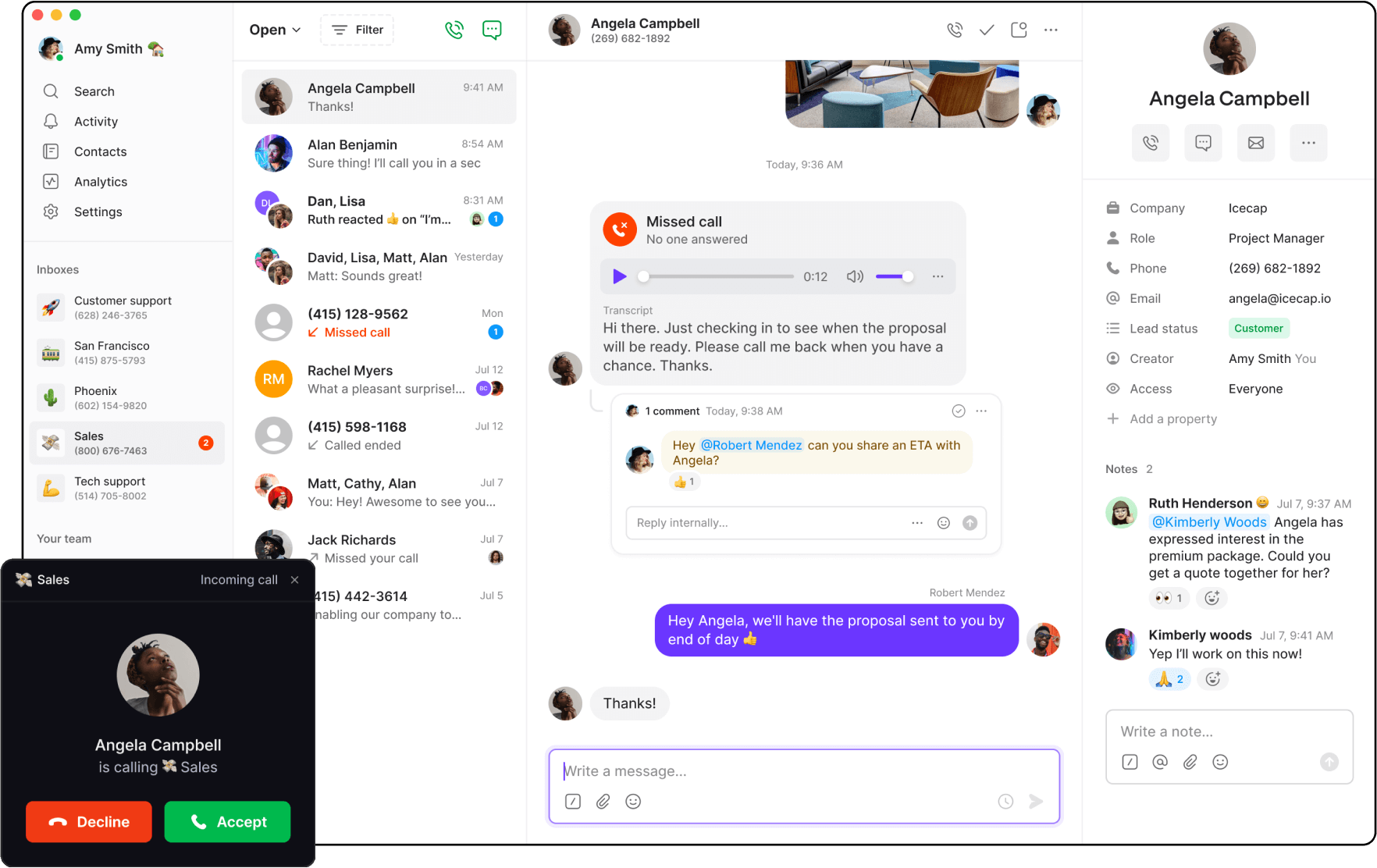 A computer screen with a messaging app open.