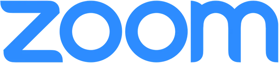 A blue zoom logo with a white background.