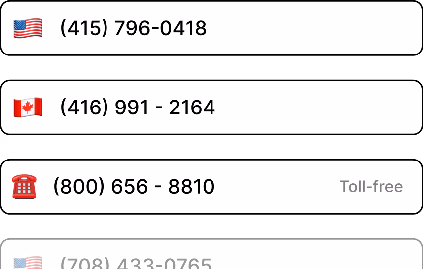 A phone number for a toll free number.