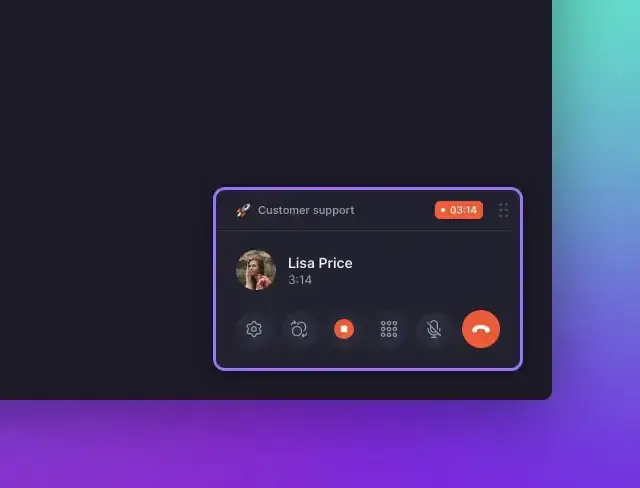 A purple screen with a customer support button.
