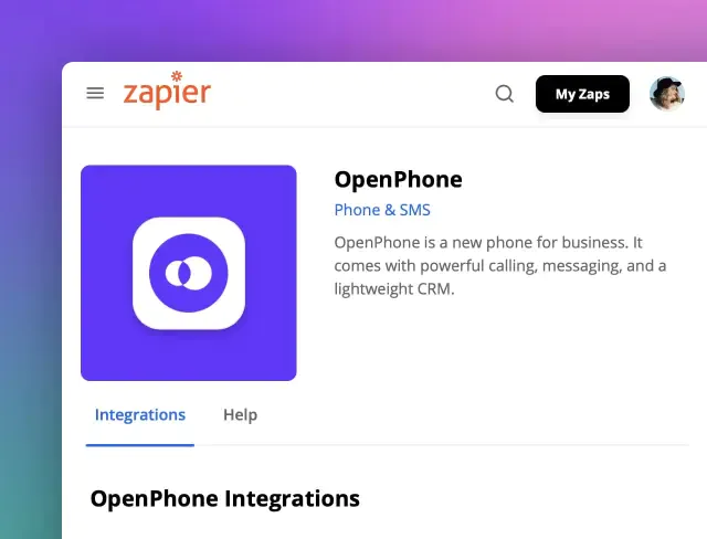 A website page with a blue background and a picture of a phone.