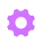 A purple gear with a black background.
