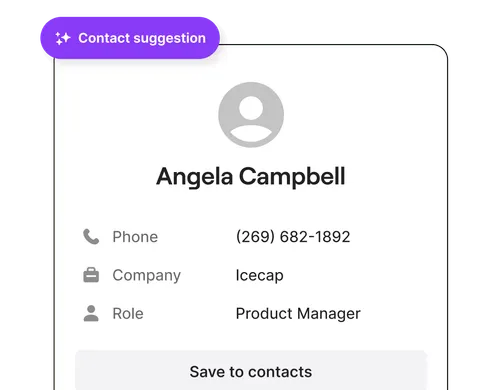 A contact card for Angela Campbell.