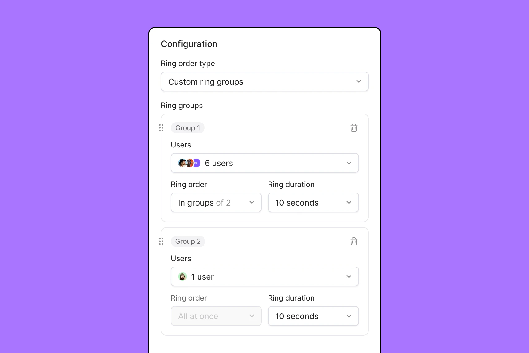 OpenPhone Ring Order