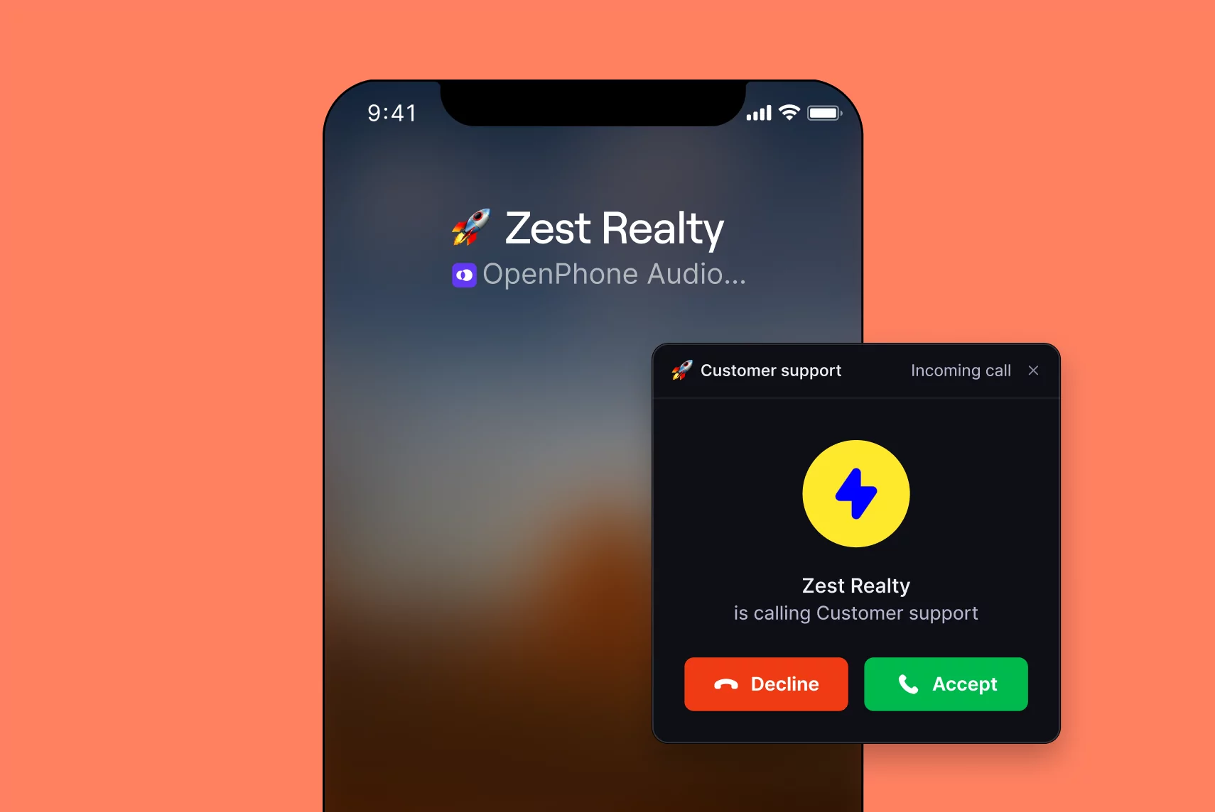 A phone screen with a yellow and blue button on it.