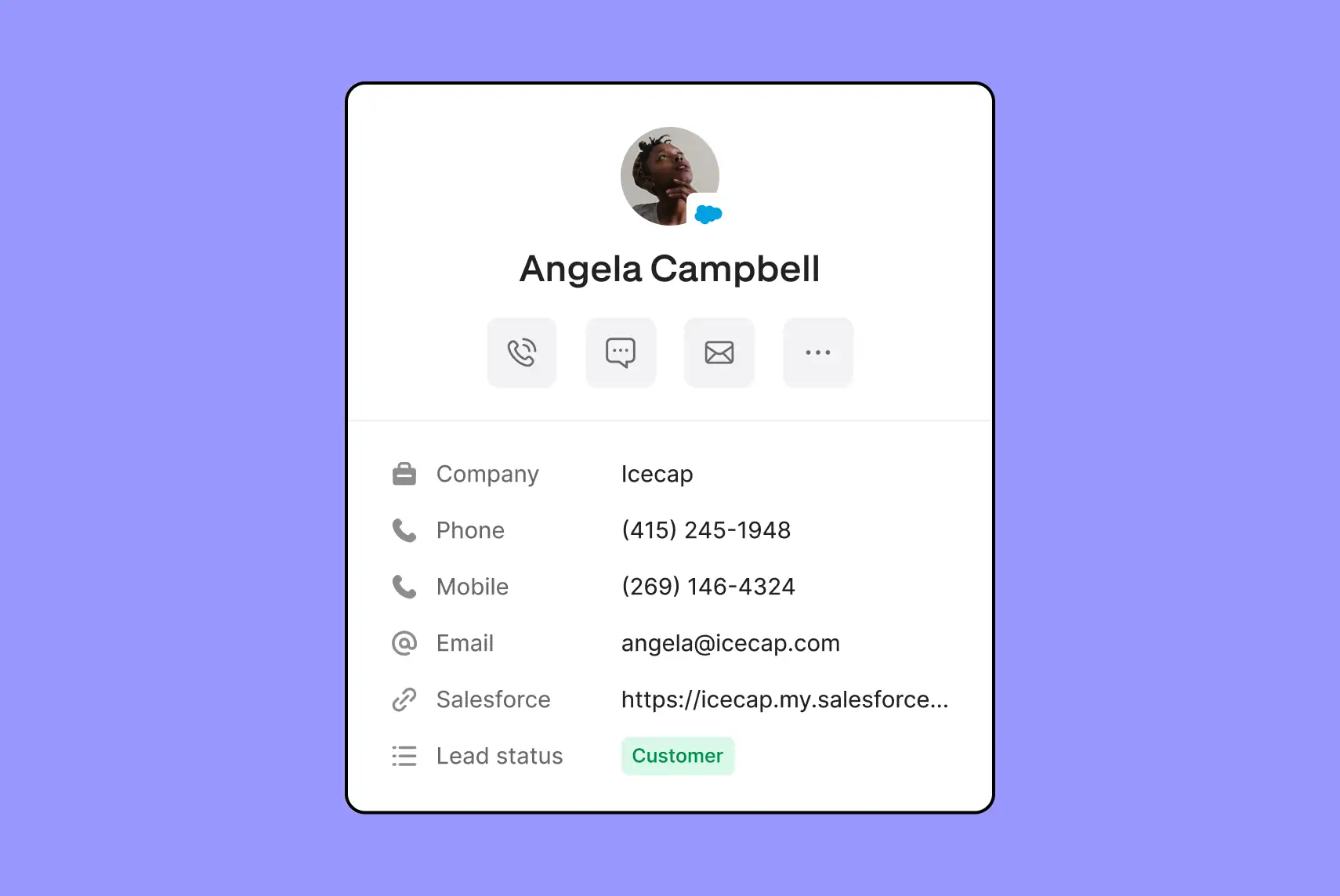 OpenPhone Salesforce contact details