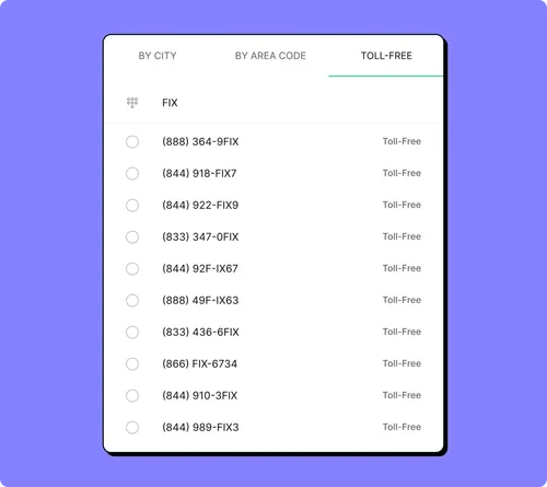 A blue screen with a list of phone numbers on it.