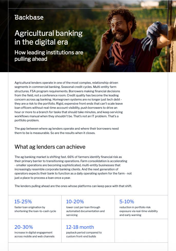 Farmer on the phone, text-on-screen - Agricultural banking in the digital era: how leading institutions are pulling ahead