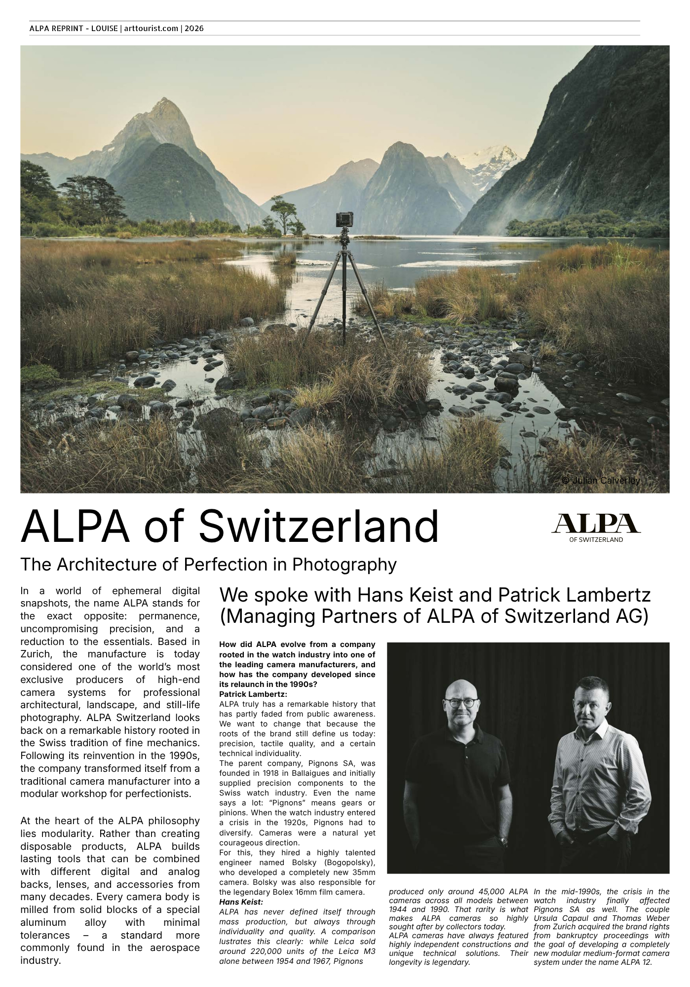 arrtourist - Interview with Hans Keist and Patrick Lambertz (Managing Partners of ALPA of Switzerland AG)
