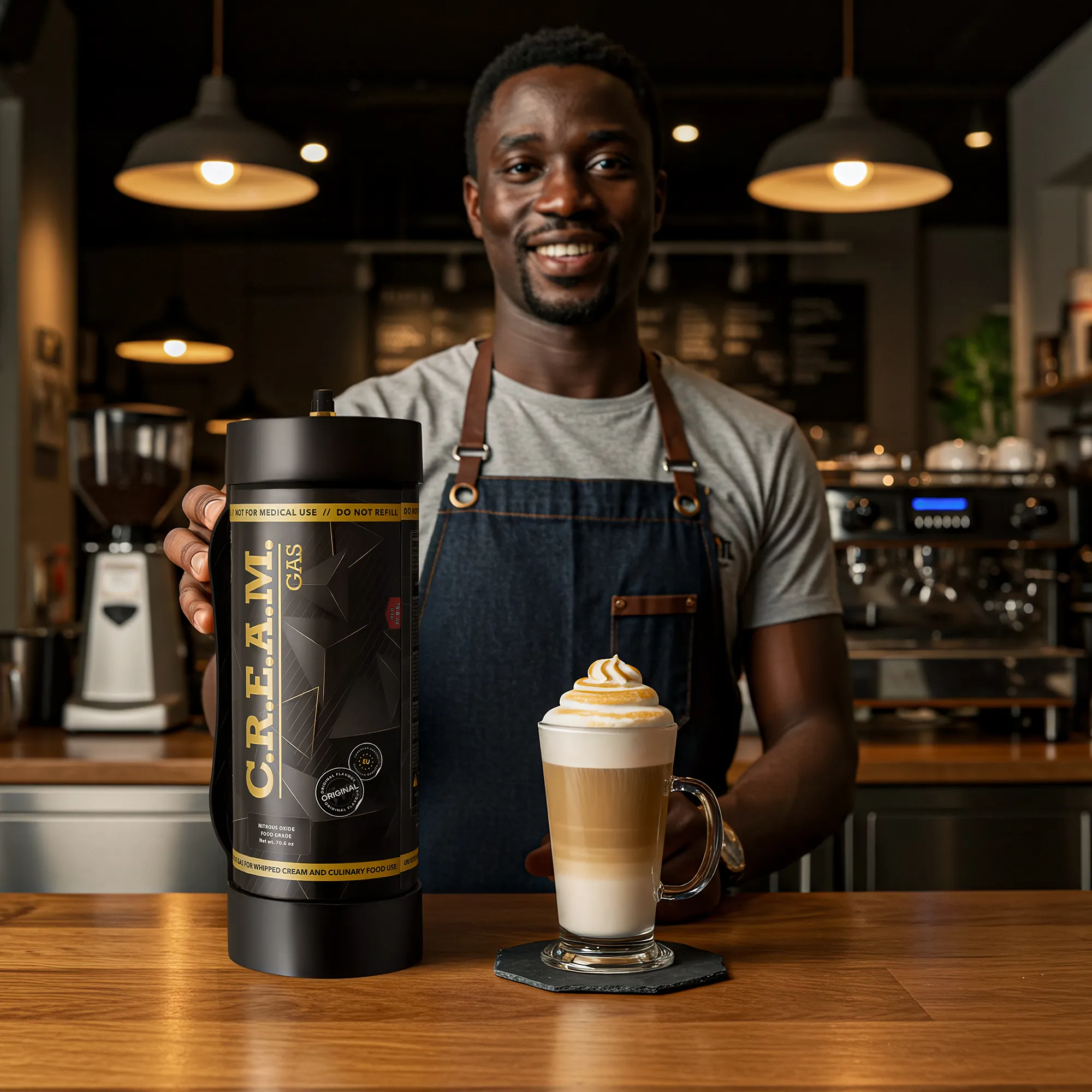 Cream Syphon dispenser in use