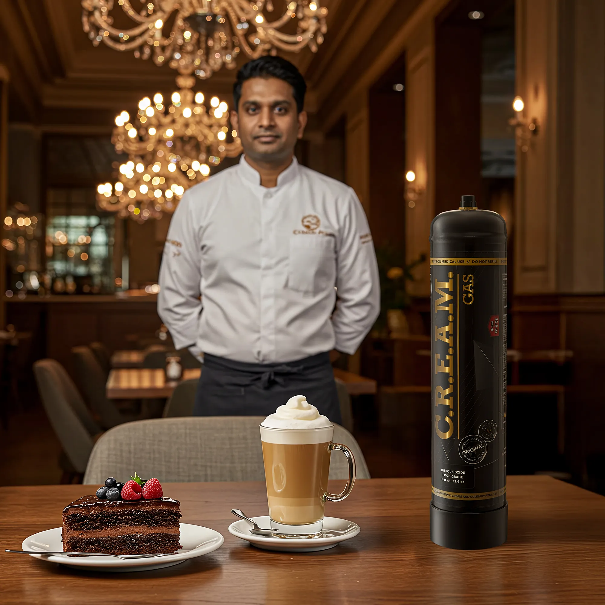 Cream Syphon dispenser in use