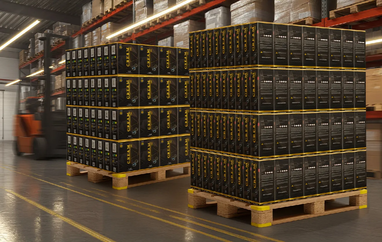 Multiple crates of cream chargers