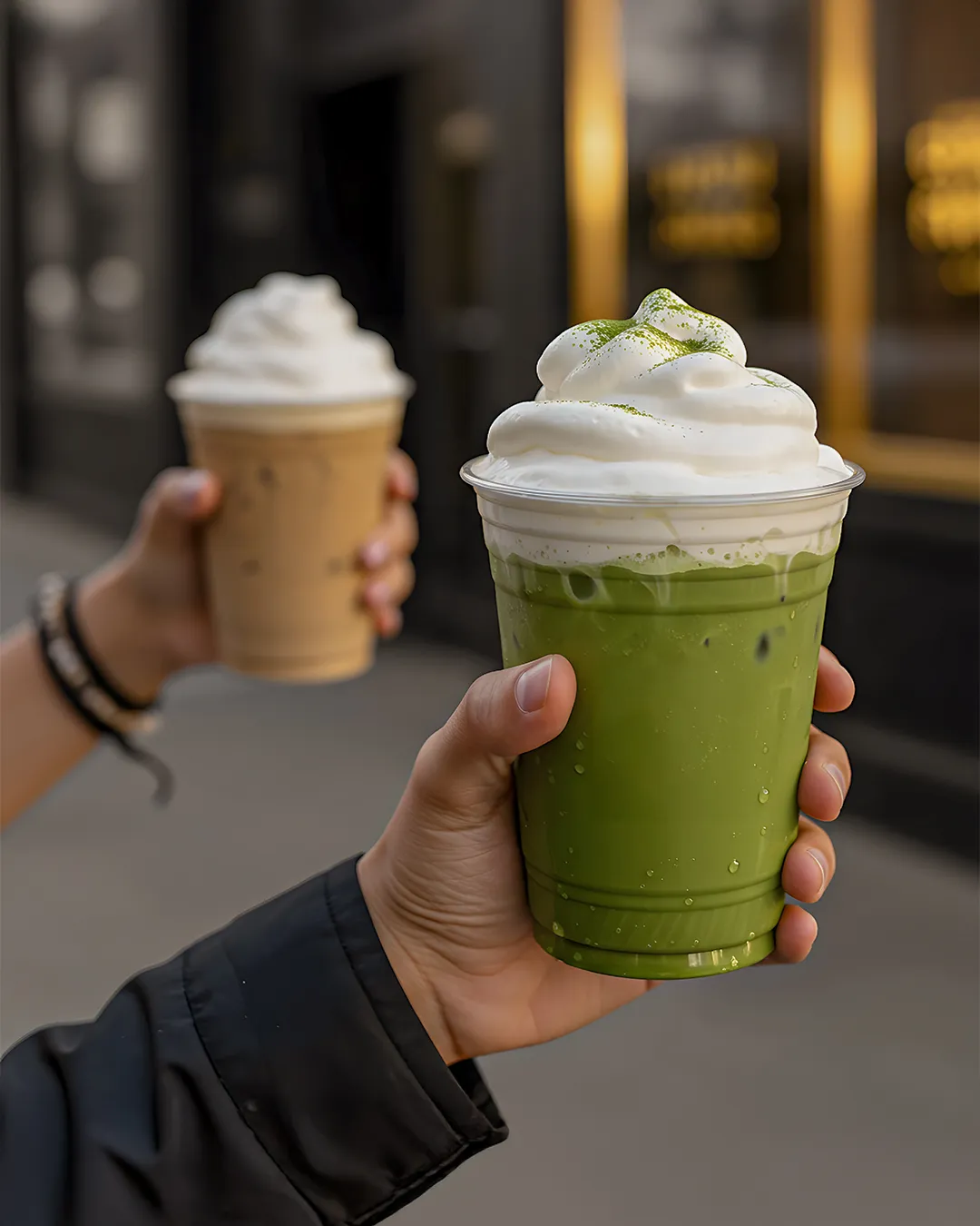 Cream milkeshare being held